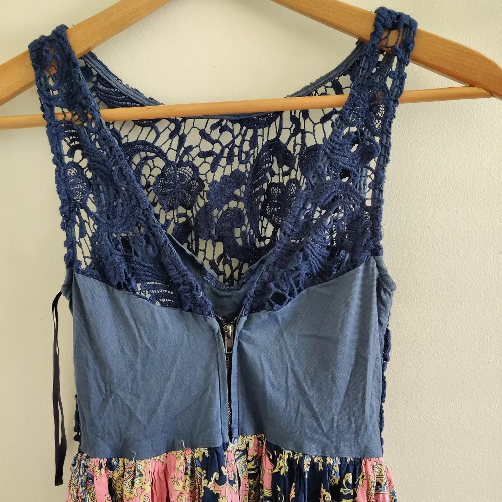 ANGEL BIBA|| CROCHET AND PAISLEY PRINT MAXI DRESS SIZE 10 - Picture 7 of 10